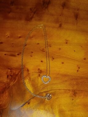Authentic Charles Winston CW© 18" Sterling Silver Open Heart Pave CZ Slide Neckl
